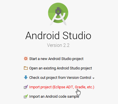 Android Studio Start Page